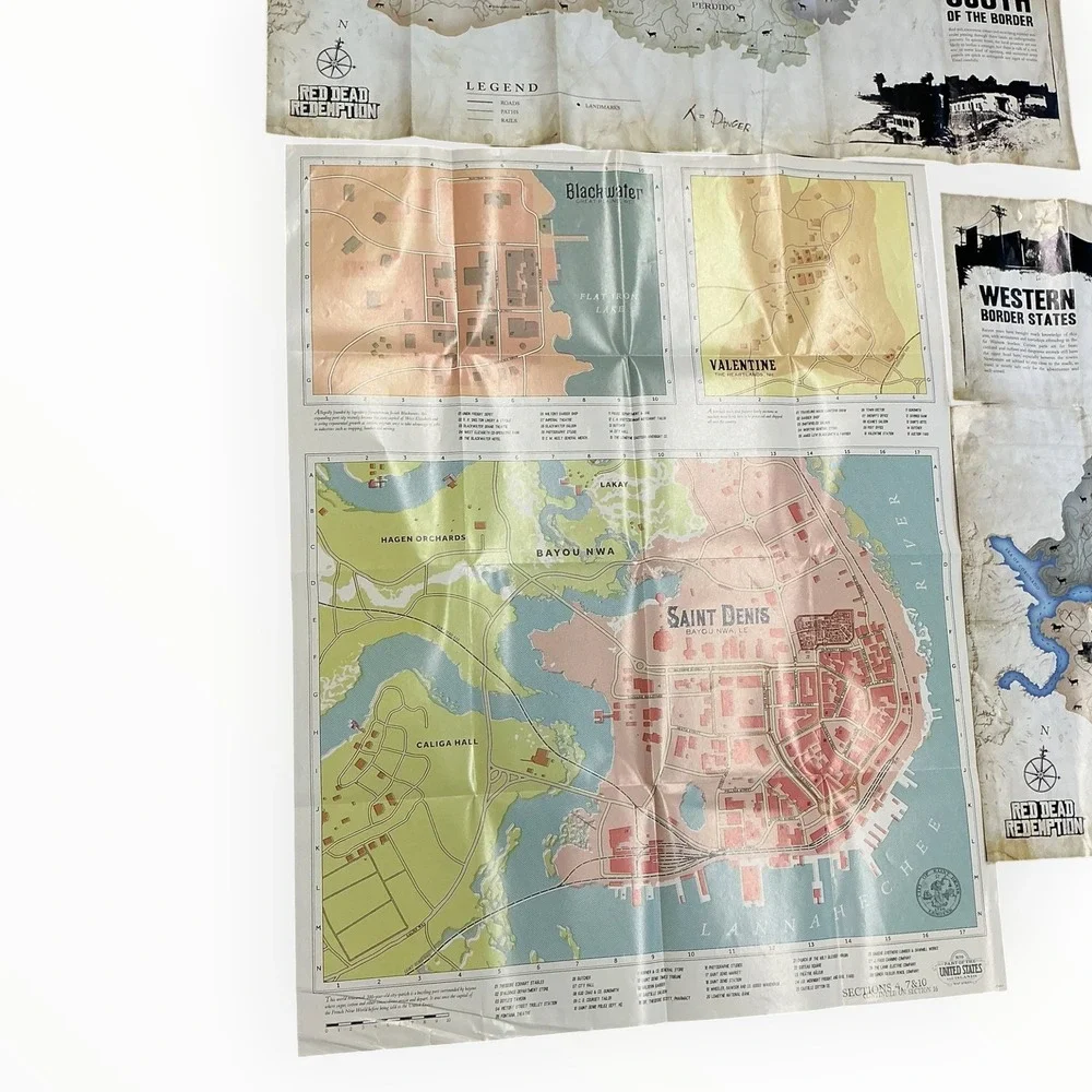 Red Dead Redemption RDR RDR2 Undead Nightmare Maps Posters Lot of 4 Rockstar